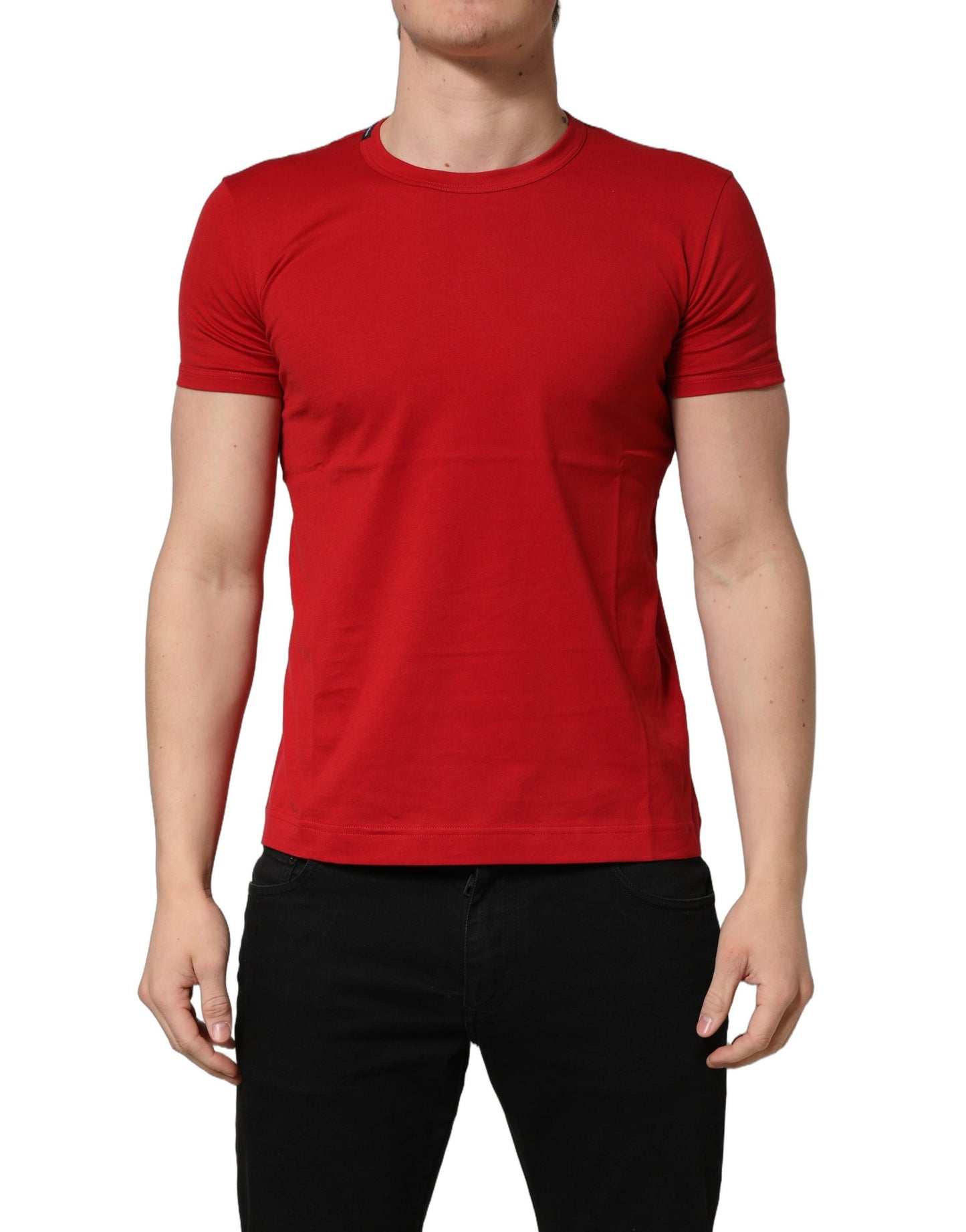 Dolce & Gabbana Red Cotton Crew Neck T-shirt