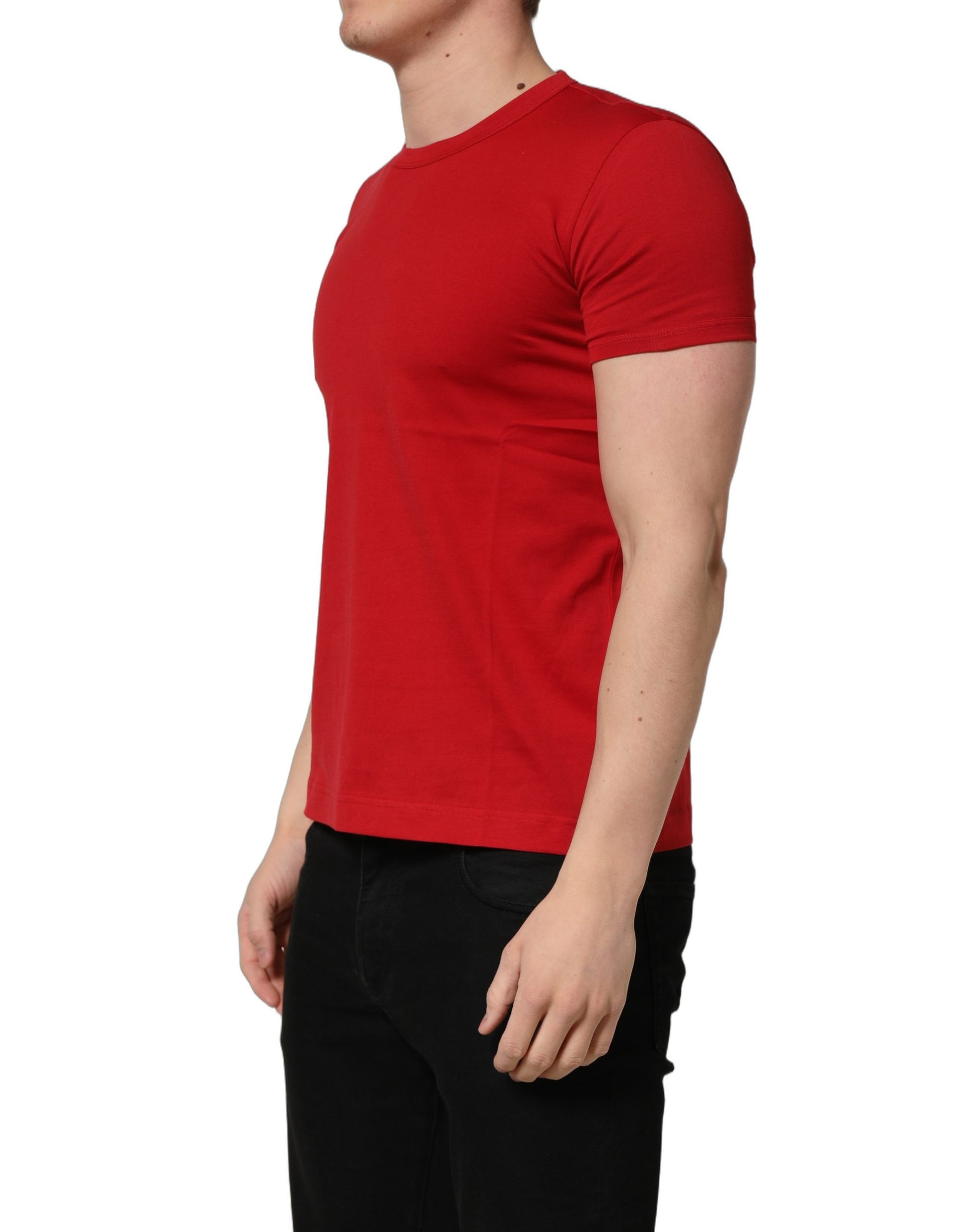 Dolce & Gabbana Red Cotton Crew Neck T-shirt