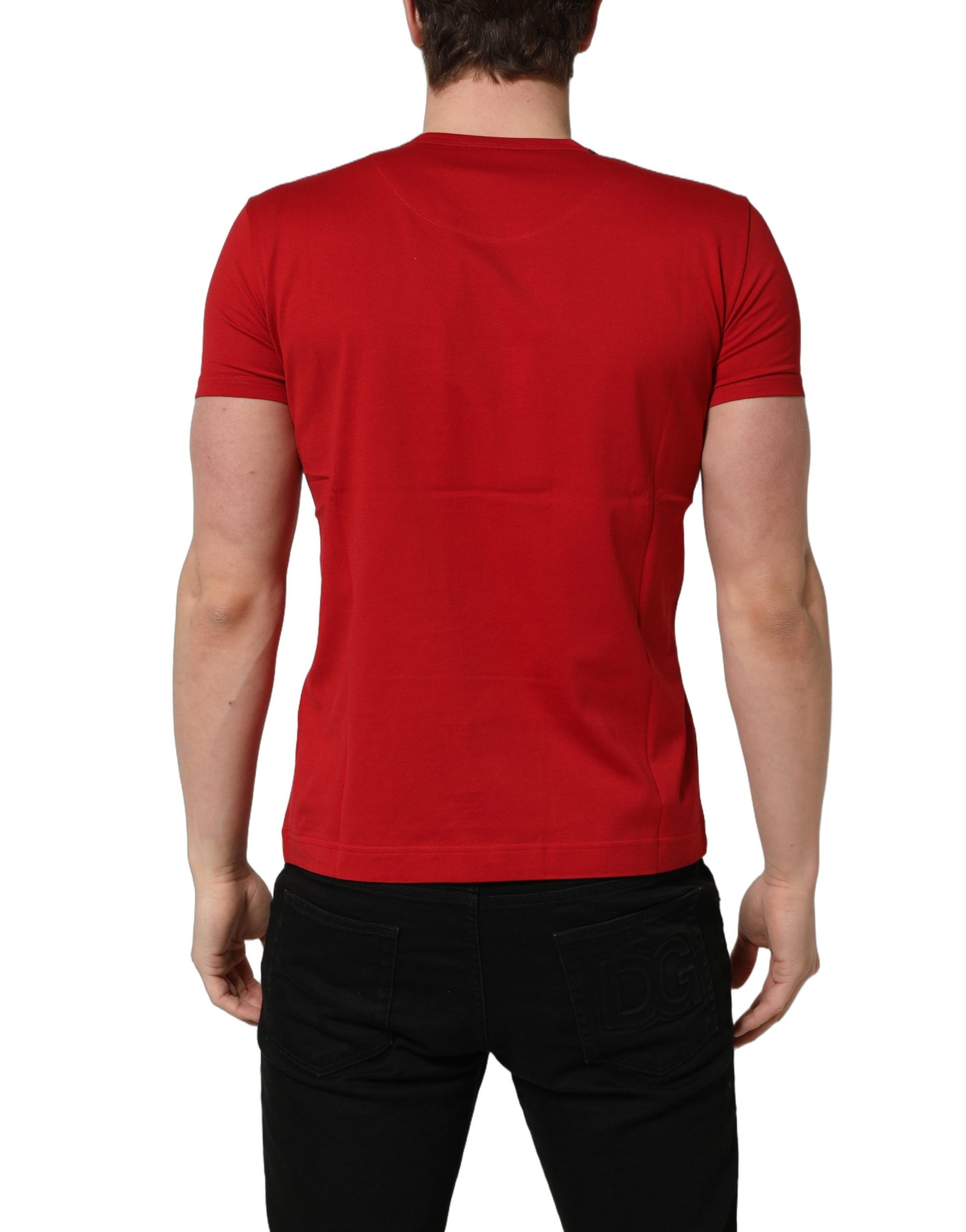 Dolce & Gabbana Red Cotton Crew Neck T-shirt