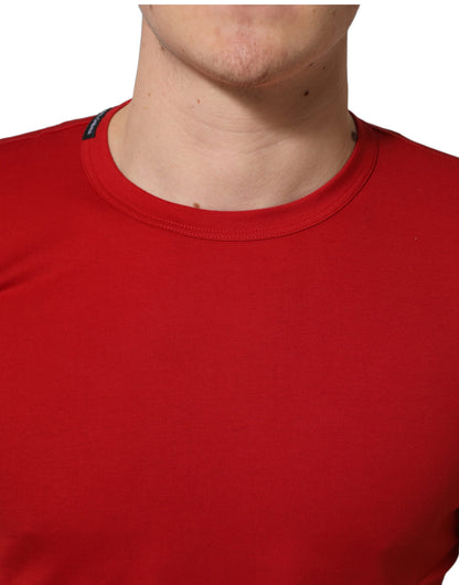 Dolce & Gabbana Red Cotton Crew Neck T-shirt