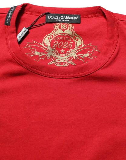 Dolce & Gabbana Red Cotton Crew Neck T-shirt
