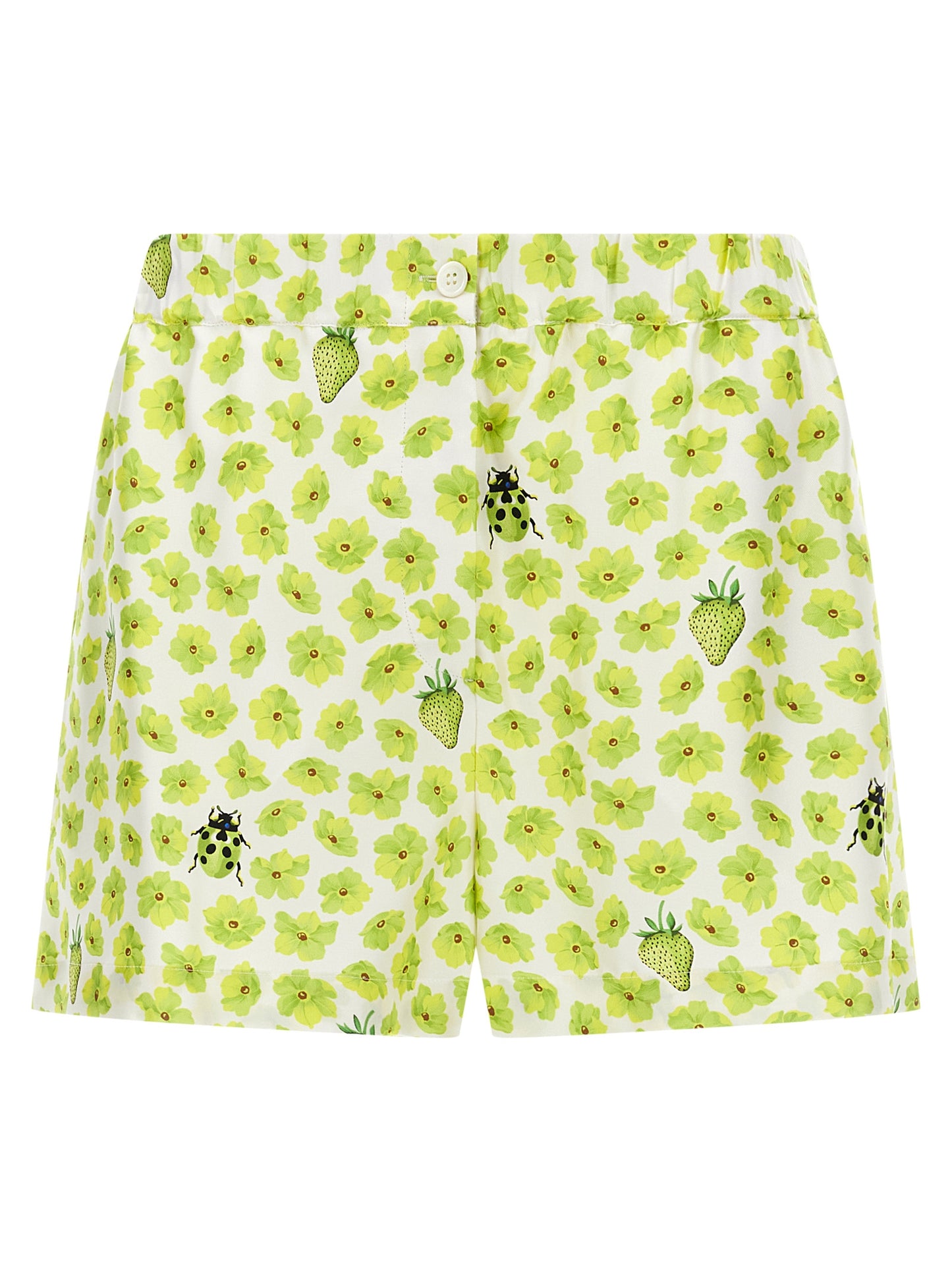 Versace Multicolor Silk Twill Bermuda Shorts - Strawberry Garden Print