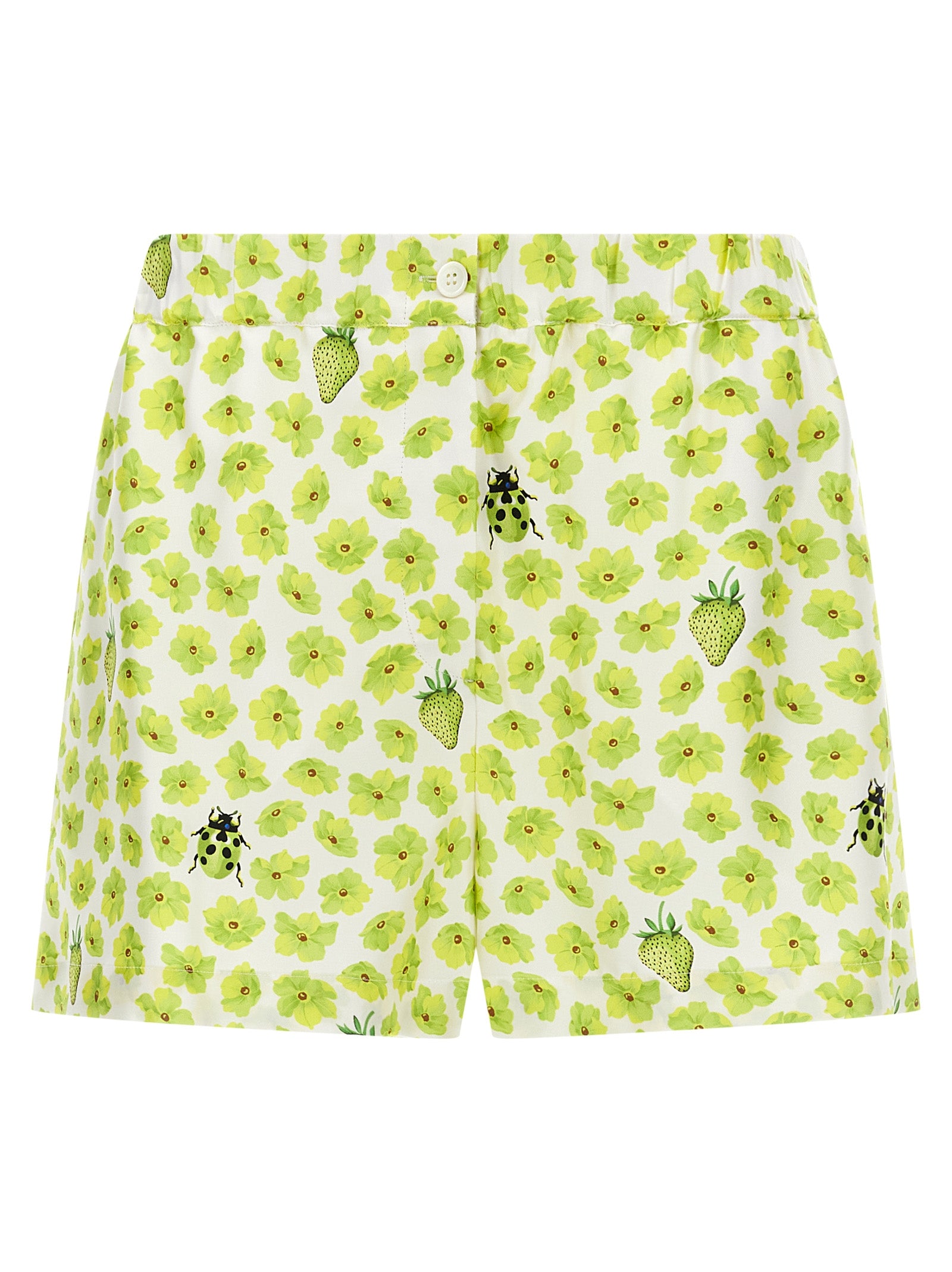 Versace Multicolor Silk Twill Bermuda Shorts - Strawberry Garden Print