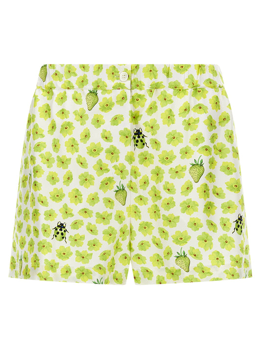 Versace Multicolor Silk Twill Bermuda Shorts - Strawberry Garden Print