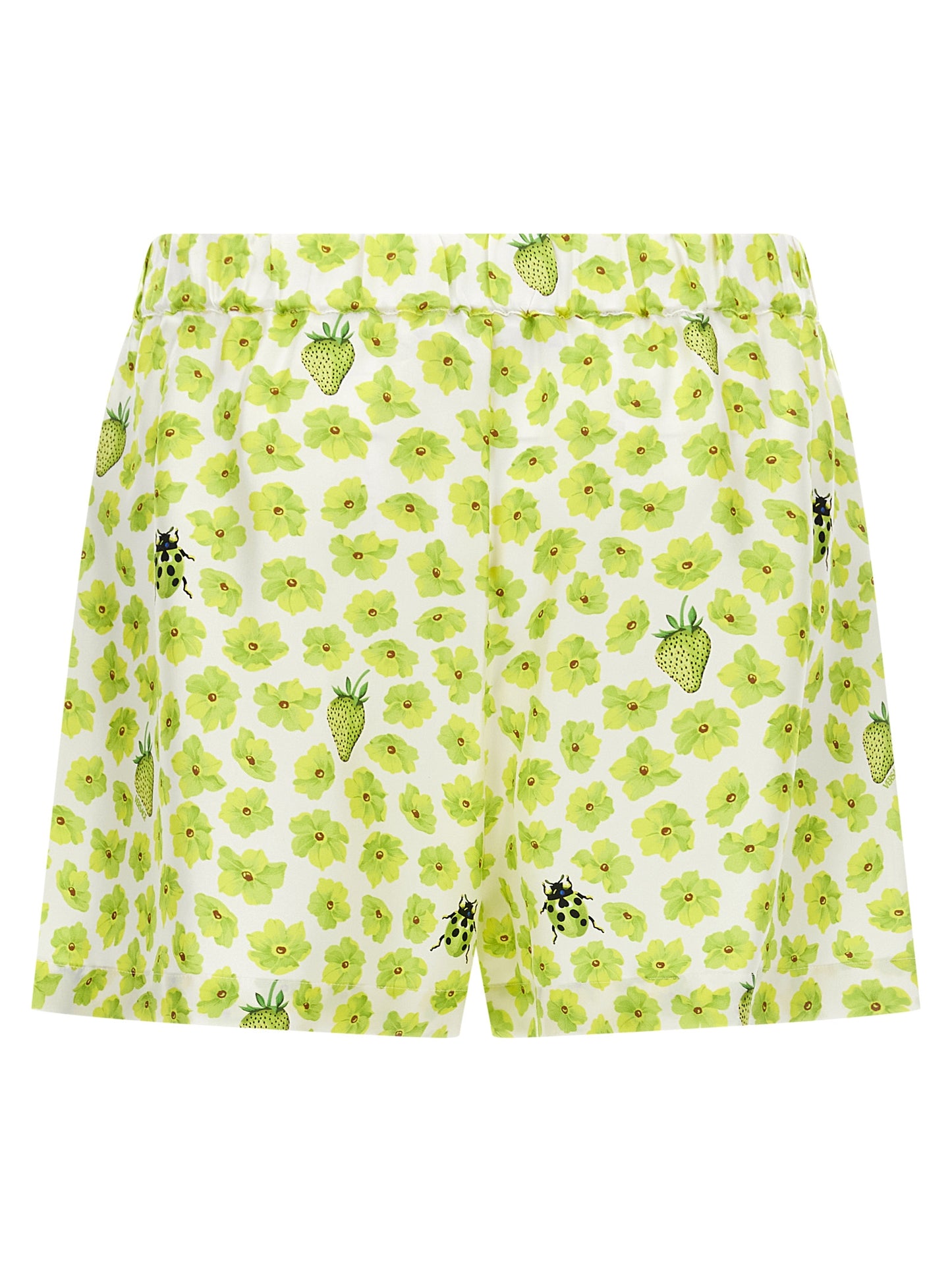 Versace Multicolor Silk Twill Bermuda Shorts - Strawberry Garden Print