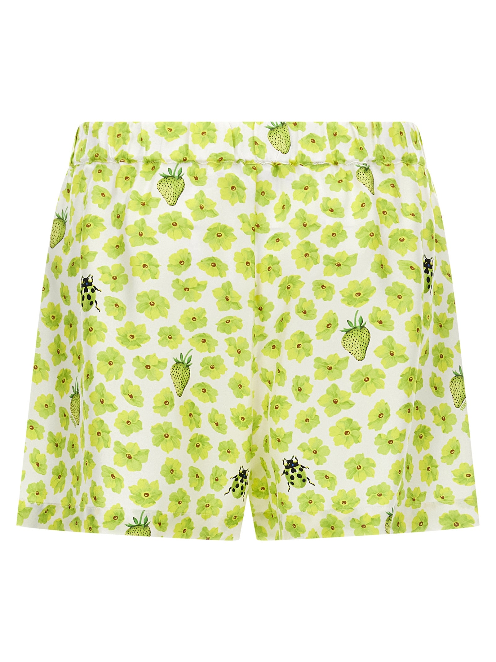 Versace Multicolor Silk Twill Bermuda Shorts - Strawberry Garden Print