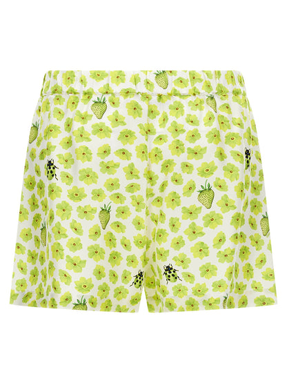 Versace Multicolor Silk Twill Bermuda Shorts - Strawberry Garden Print