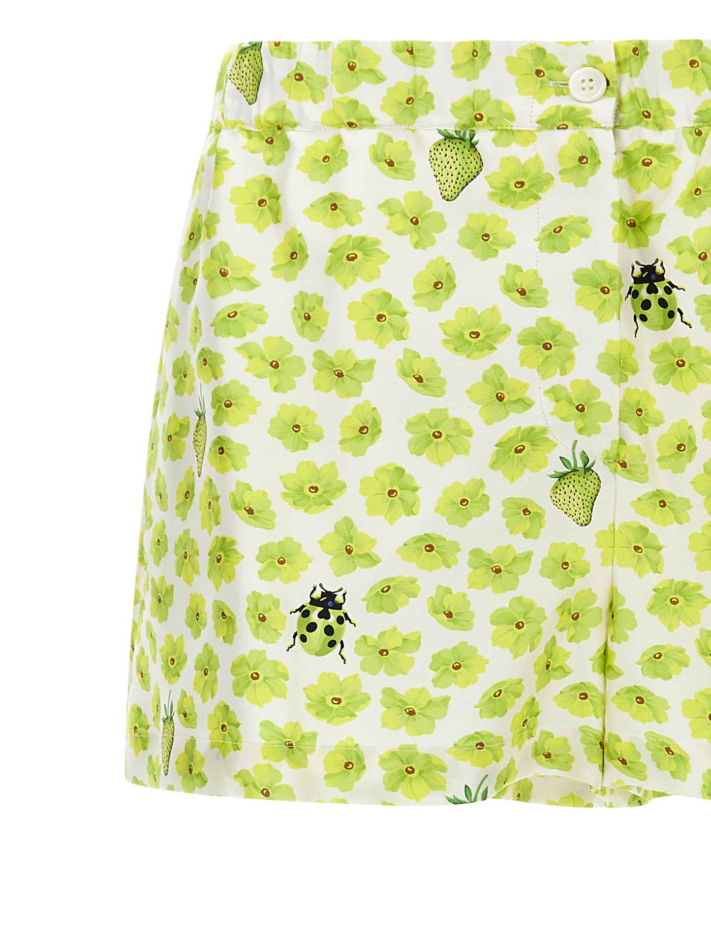 Versace Multicolor Silk Twill Bermuda Shorts - Strawberry Garden Print