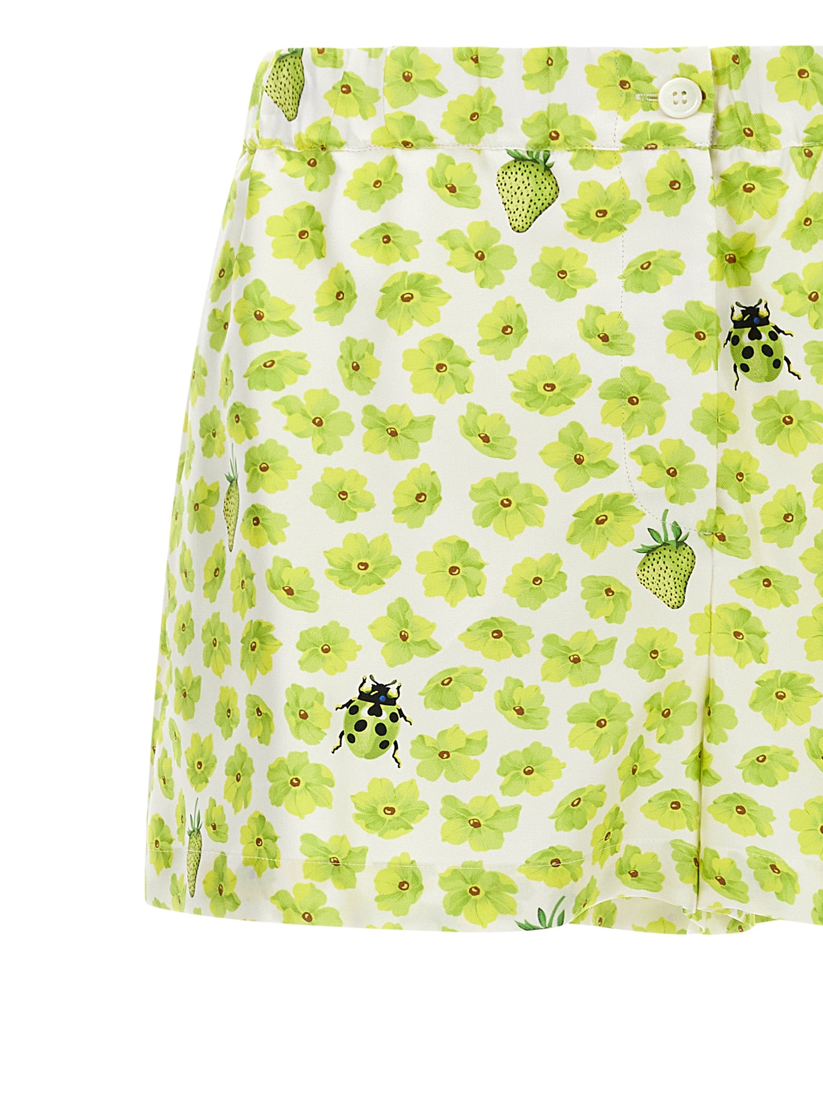 Versace Multicolor Silk Twill Bermuda Shorts - Strawberry Garden Print