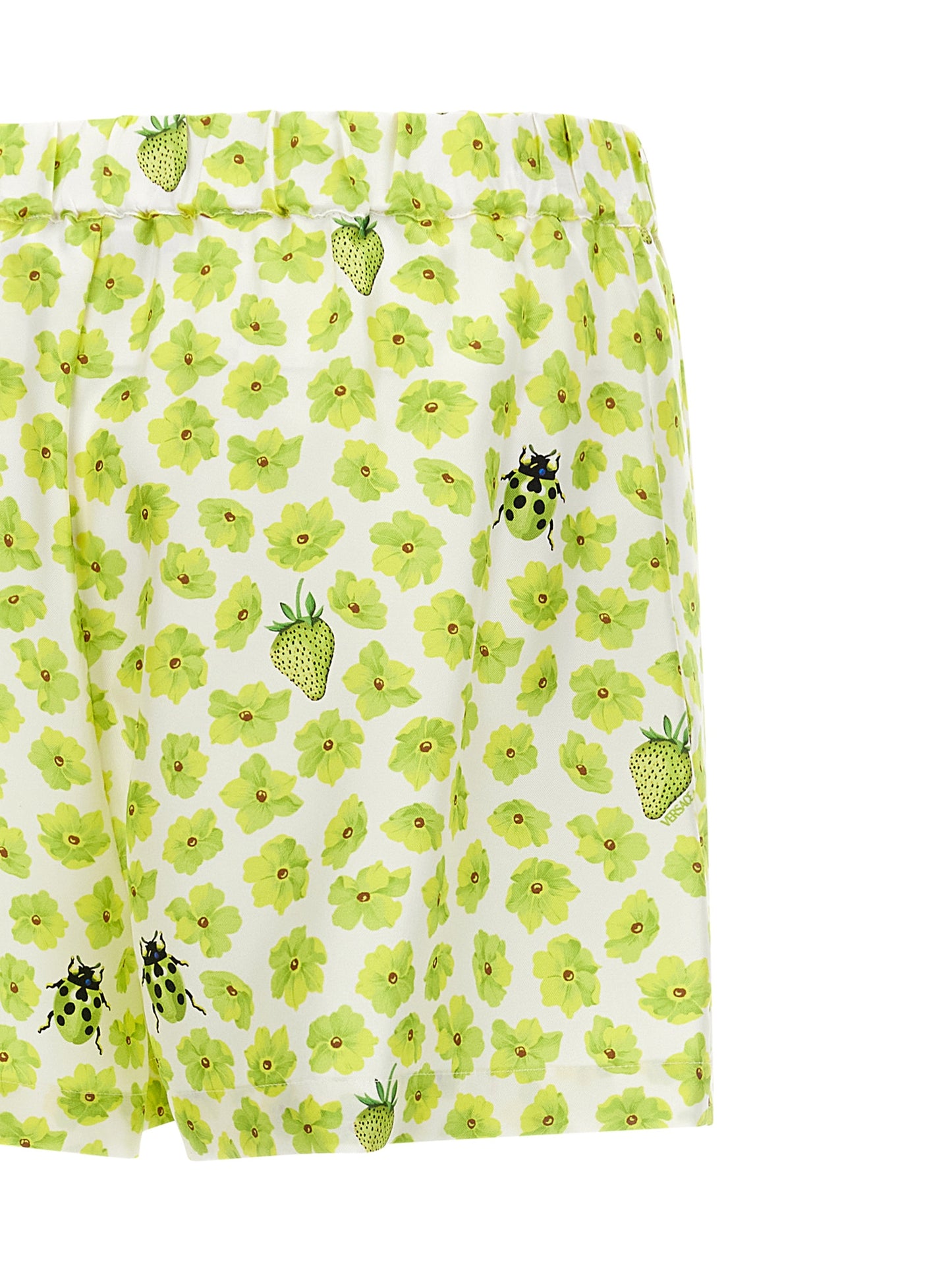 Versace Multicolor Silk Twill Bermuda Shorts - Strawberry Garden Print
