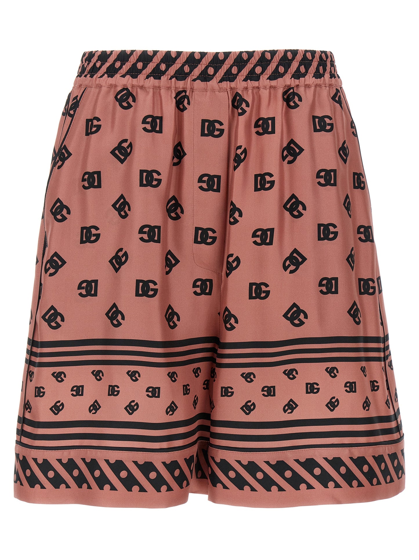 Dolce & Gabbana Pink Silk Satin Bermuda Shorts with DG Logo