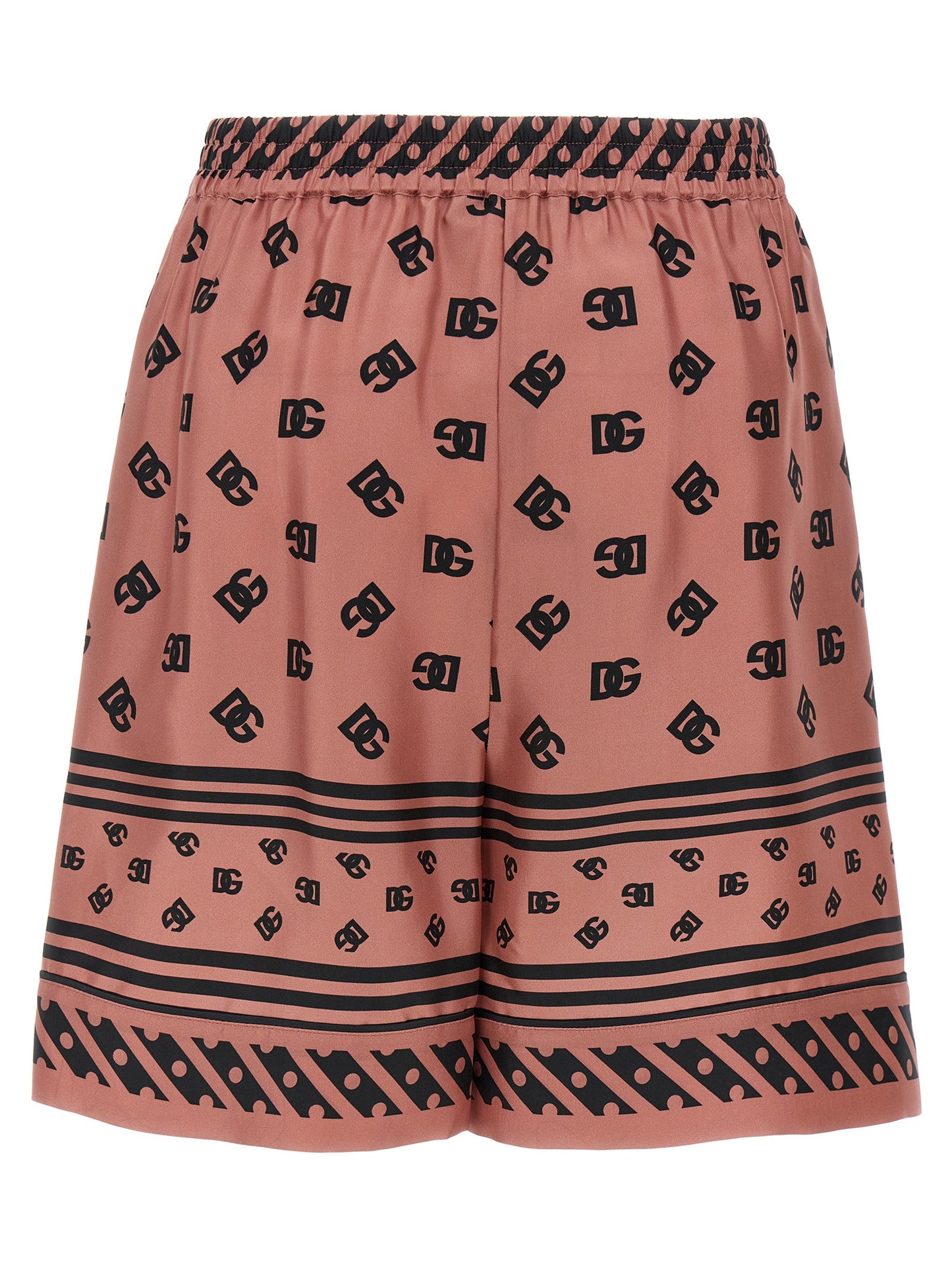 Dolce & Gabbana Pink Silk Satin Bermuda Shorts with DG Logo