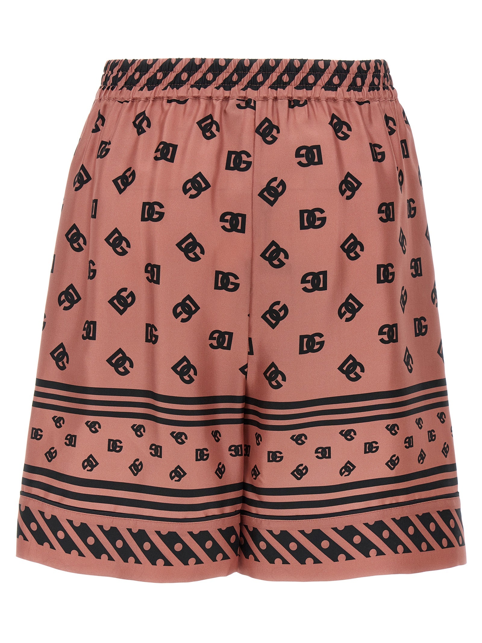 Dolce & Gabbana Pink Silk Satin Bermuda Shorts with DG Logo