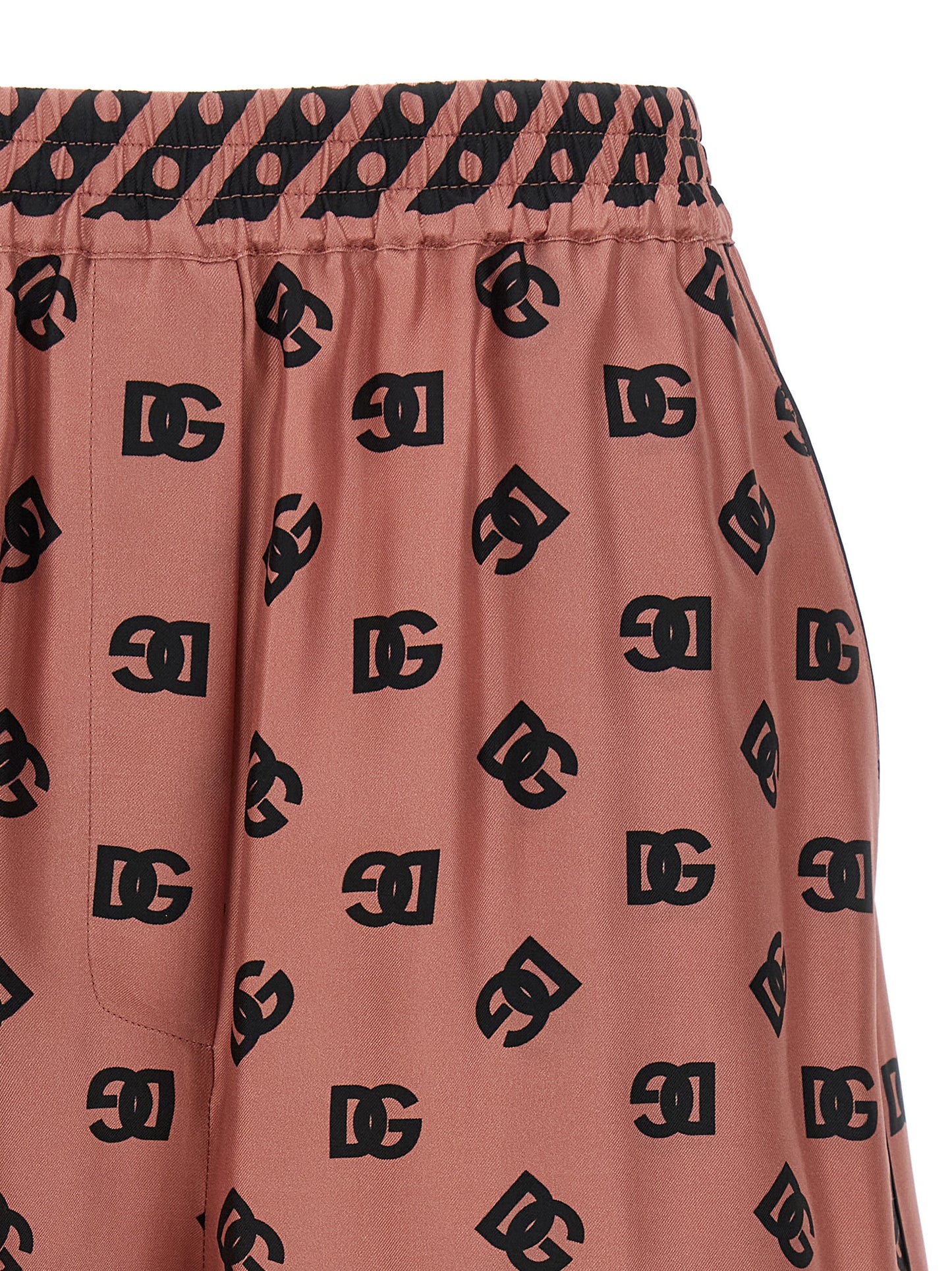 Dolce & Gabbana Pink Silk Satin Bermuda Shorts with DG Logo