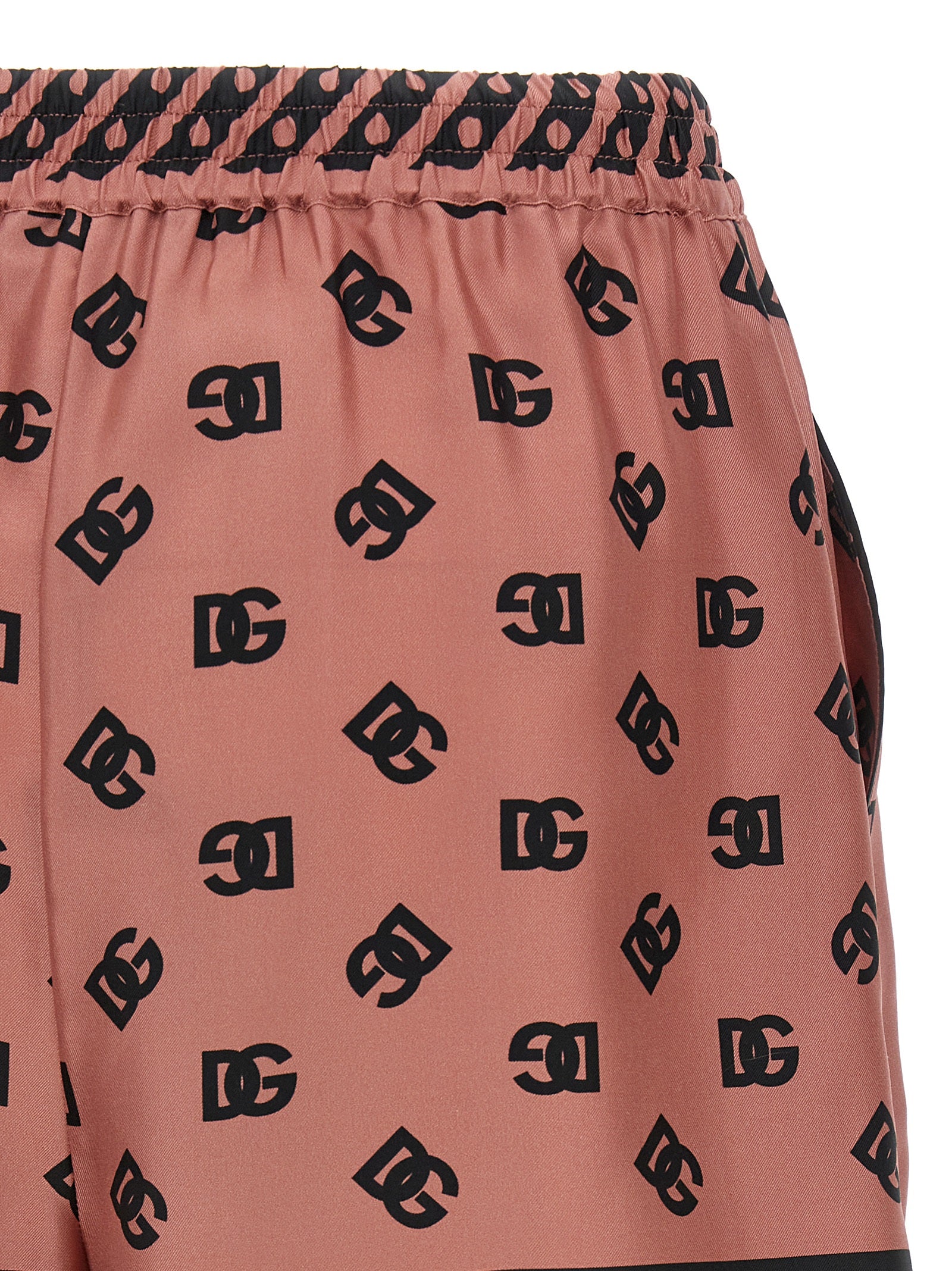 Dolce & Gabbana Pink Silk Satin Bermuda Shorts with DG Logo