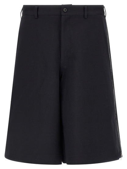 Comme Des Garçons Blue Herringbone Bermuda Shorts
