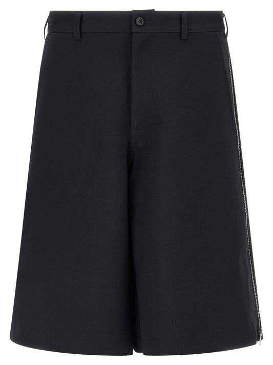 Comme Des Garçons Blue Herringbone Bermuda Shorts