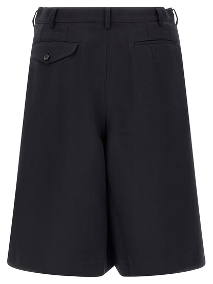 Comme Des Garçons Blue Herringbone Bermuda Shorts