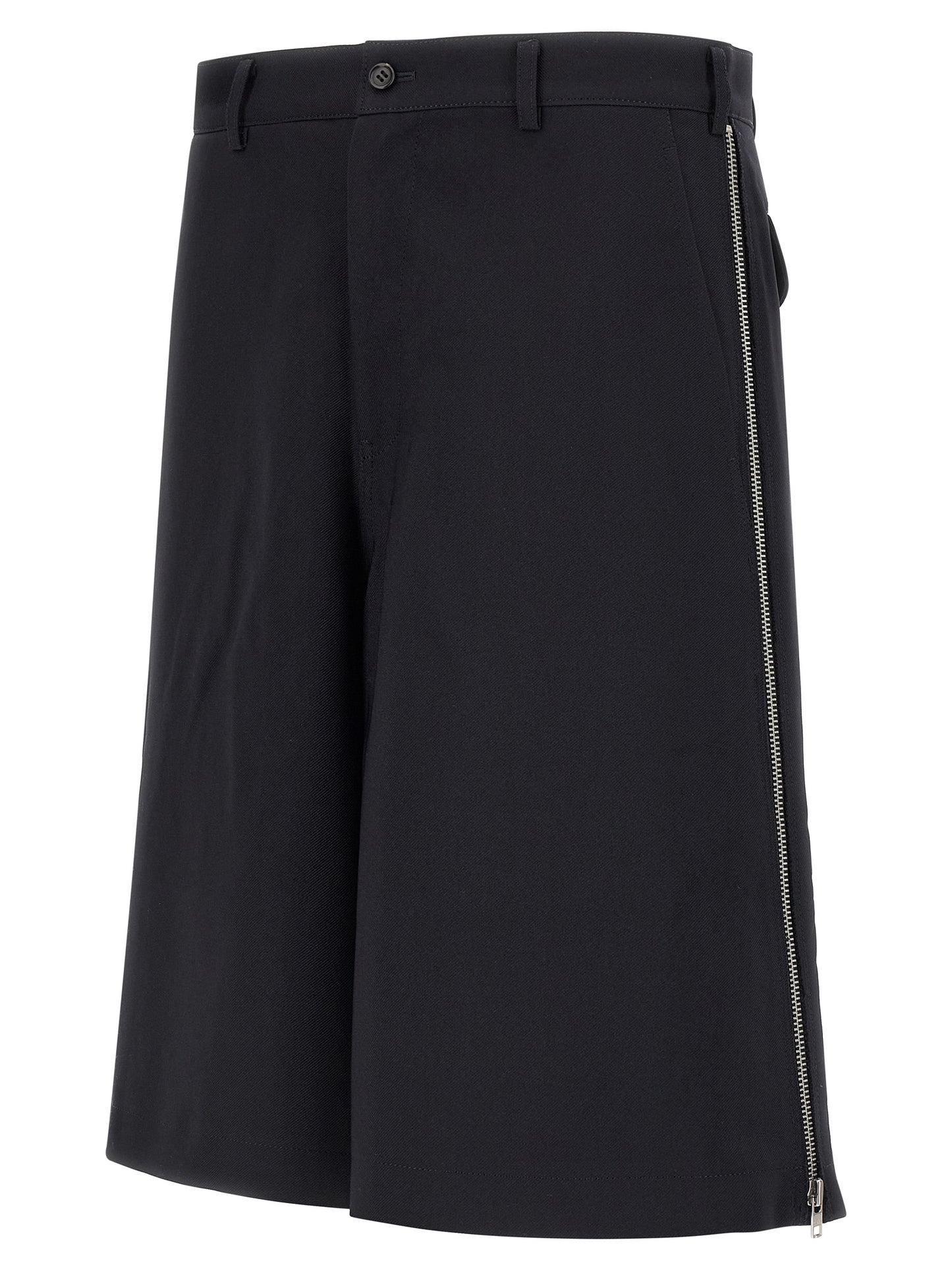 Comme Des Garçons Blue Herringbone Bermuda Shorts