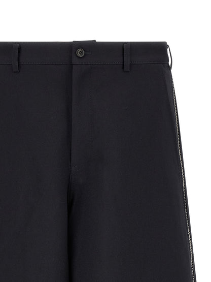 Comme Des Garçons Blue Herringbone Bermuda Shorts