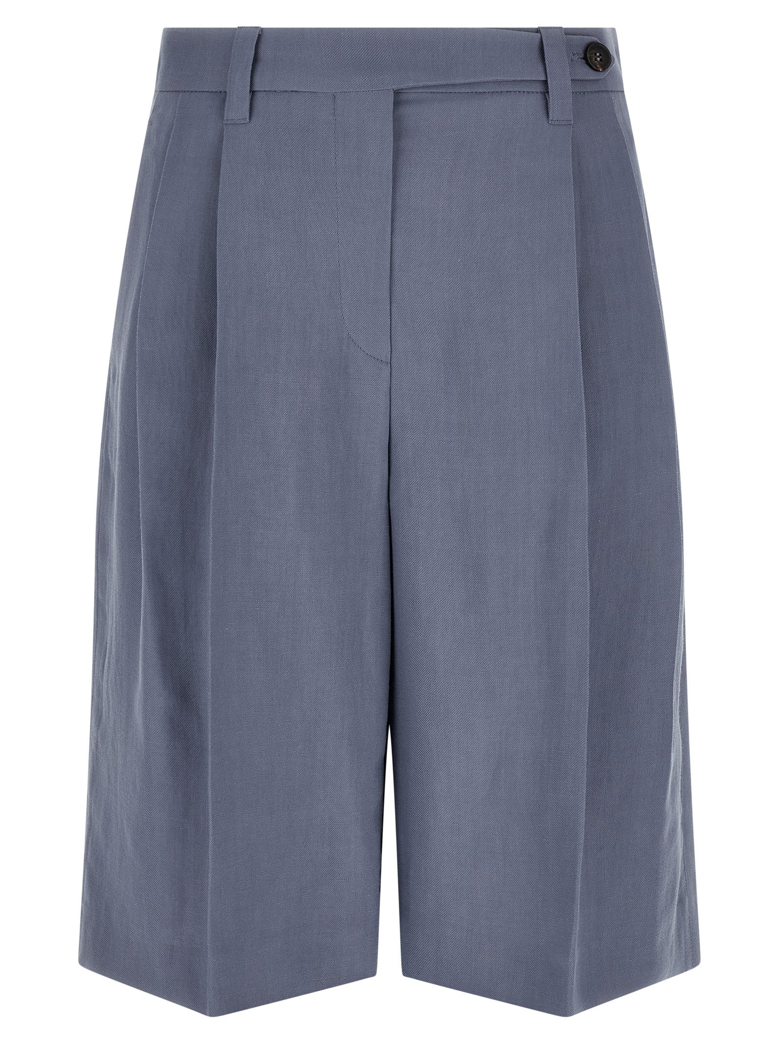 Brunello Cucinelli Blue Viscose Linen Bermuda Shorts IT38 IT40