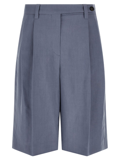 Brunello Cucinelli Blue Viscose Linen Bermuda Shorts IT38 IT40