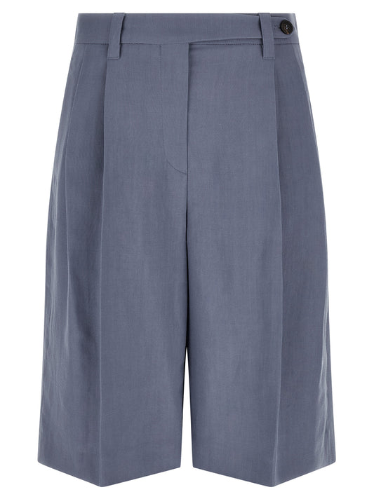 Brunello Cucinelli Blue Viscose Linen Bermuda Shorts IT38 IT40