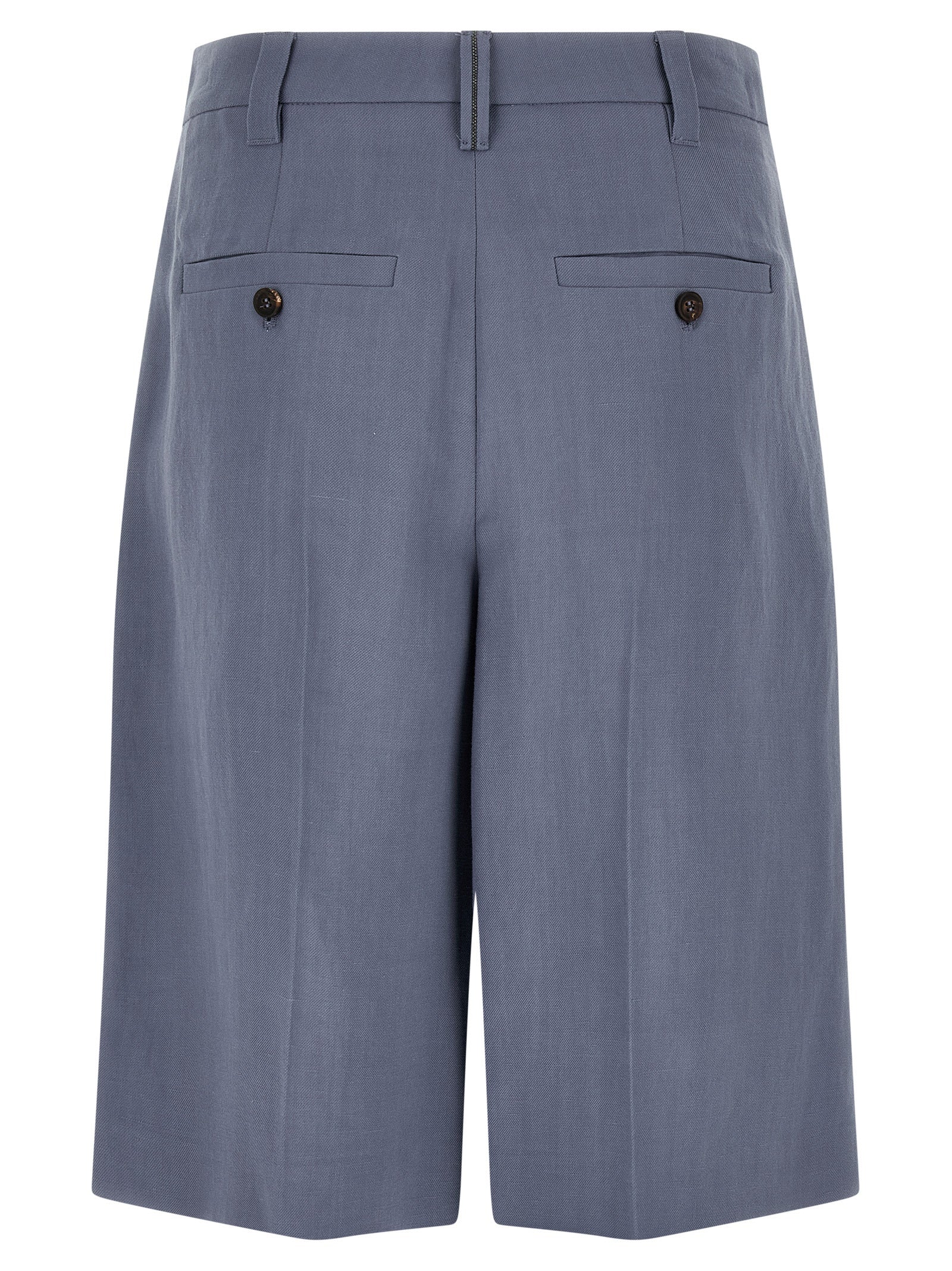 Brunello Cucinelli Blue Viscose Linen Bermuda Shorts IT38 IT40