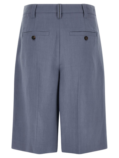 Brunello Cucinelli Blue Viscose Linen Bermuda Shorts IT38 IT40