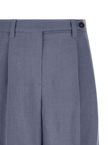 Brunello Cucinelli Blue Viscose Linen Bermuda Shorts IT38 IT40