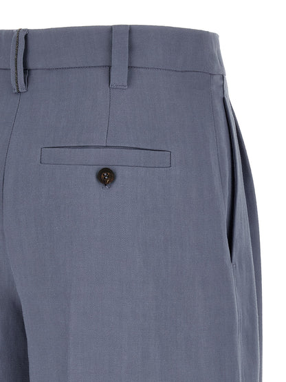 Brunello Cucinelli Blue Viscose Linen Bermuda Shorts IT38 IT40