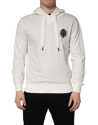 Dolce & Gabbana White Cotton Hooded Sweatshirt Sweater
