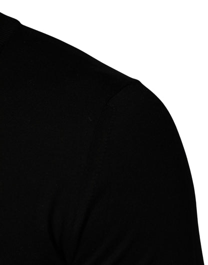 Dolce & Gabbana Black Embroidered Logo Crew Neck Pullover Sweater
