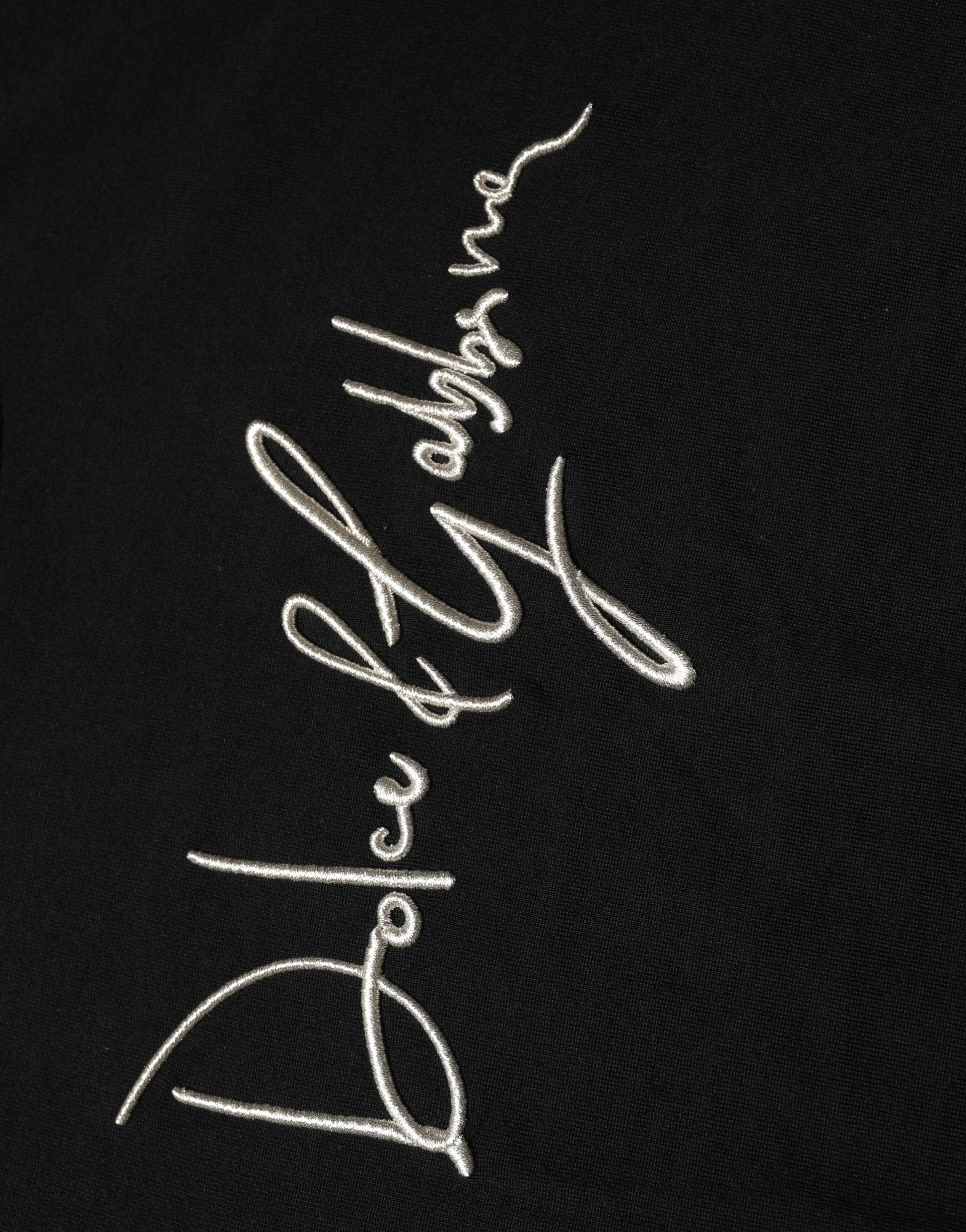 Dolce & Gabbana Black Embroidered Logo Crew Neck Pullover Sweater