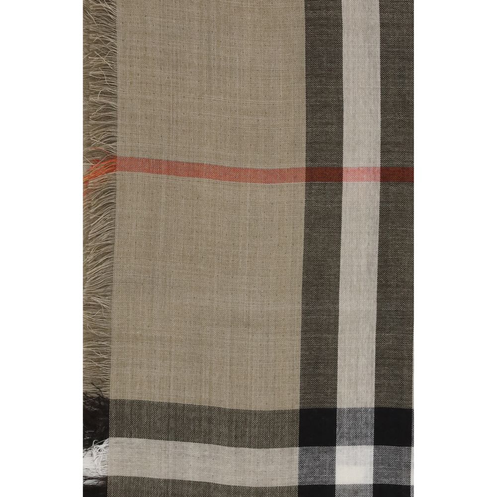 Burberry Check Reversible Wool and Silk Scarf in Beige