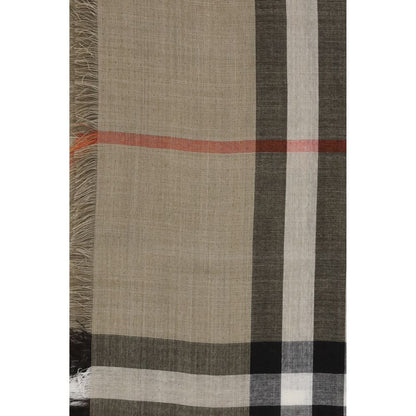 Burberry Check Reversible Wool and Silk Scarf in Beige
