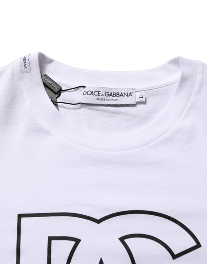 Dolce & Gabbana White DG Logo Print Short Sleeves Men T-shirt