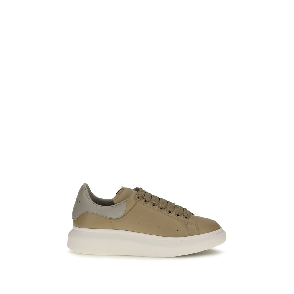 Alexander McQueen Beige Oversized Leather Platform Sneakers