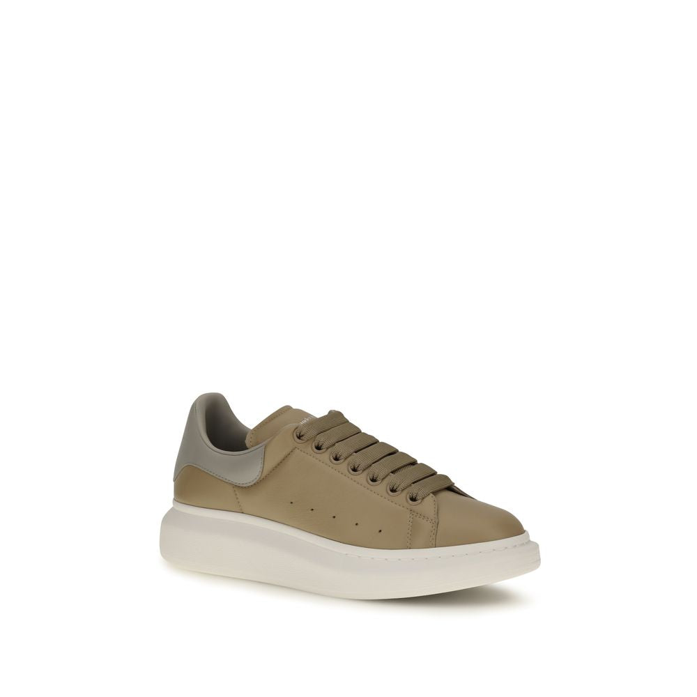 Alexander McQueen Beige Oversized Leather Platform Sneakers
