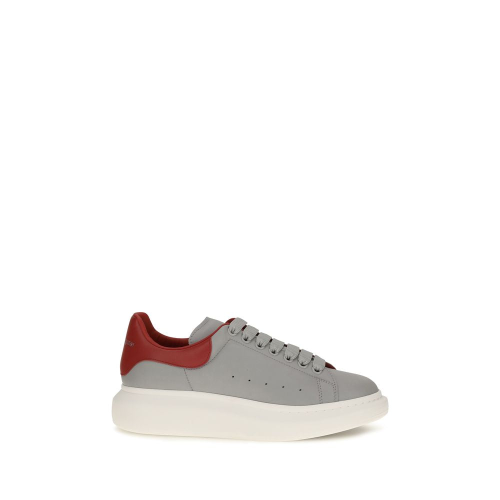 Alexander McQueen Grey & Red Leather Oversized Platform Sneakers
