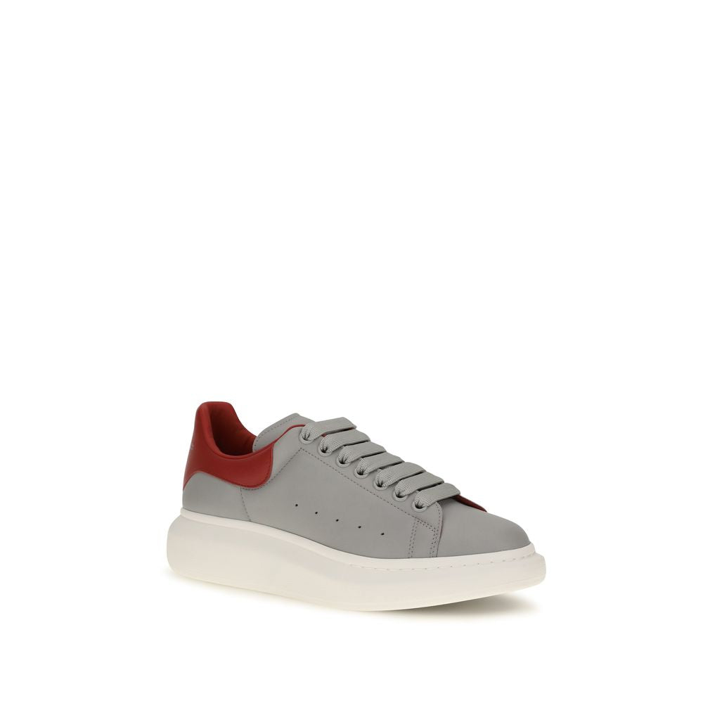 Alexander McQueen Grey & Red Leather Oversized Platform Sneakers
