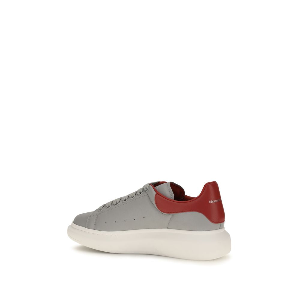 Alexander McQueen Grey & Red Leather Oversized Platform Sneakers