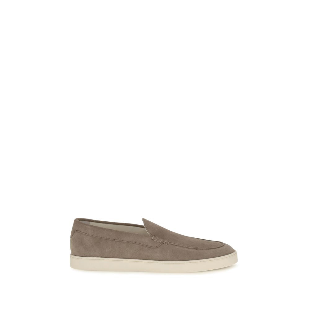 Brunello Cucinelli Gray Calf Suede Leather Slip-On Loafers