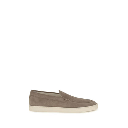 Brunello Cucinelli Gray Calf Suede Leather Slip-On Loafers