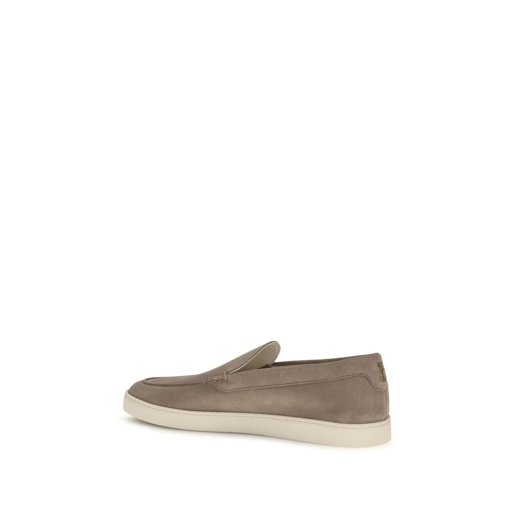 Brunello Cucinelli Gray Calf Suede Leather Slip-On Loafers