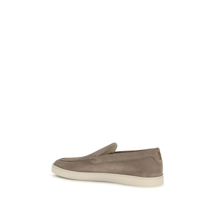 Brunello Cucinelli Gray Calf Suede Leather Slip-On Loafers