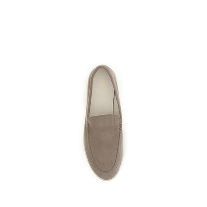 Brunello Cucinelli Gray Calf Suede Leather Slip-On Loafers