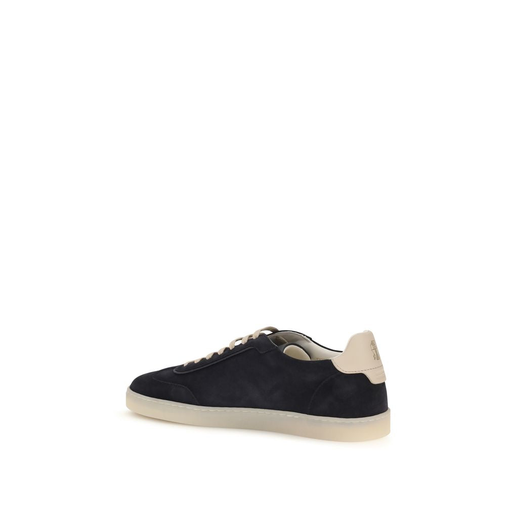 Brunello Cucinelli Brown Calf Suede Leather Low Top Sneakers