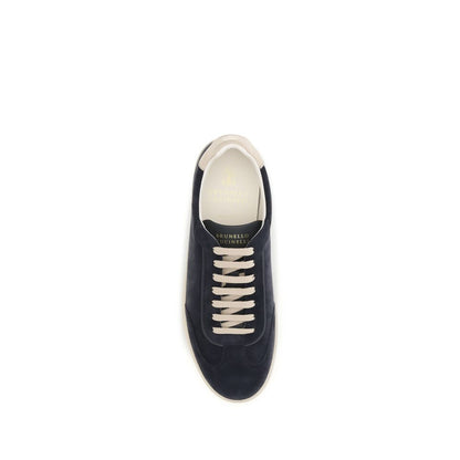 Brunello Cucinelli Brown Calf Suede Leather Low Top Sneakers