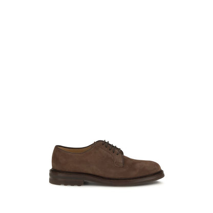 Brunello Cucinelli Brown Calf Suede Leather Derby Shoes